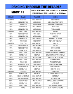 2017 Dance Show Schedule - Black Diamond Kids Center