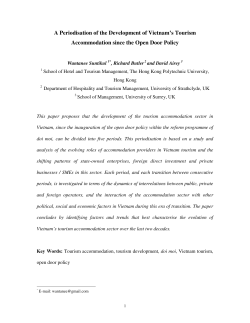 A Periodisation of the Development of Vietnam`s Tourism
