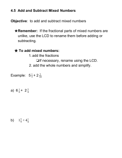 4.5 Add and Subtract Mixed​ ​Numbers Objective