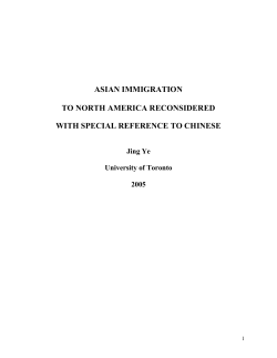 Asian Immigration to North America Reconsidered