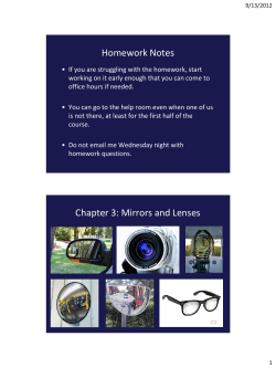 Homework Notes Chapter 3: Mirrors and Lenses