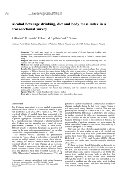 Alcohol beverage drinking, diet and body mass index in a