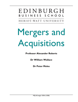 Mergers and Acquisitions - Edinburgh Business School