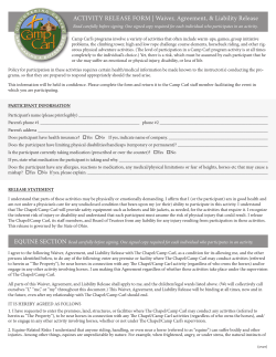 ACTIVITY RELEASE FORM - Portage Community Chapel