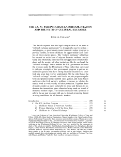 The U.S. Au Pair Program: Labor Exploitation and the Myth