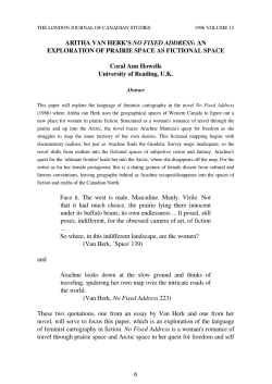6 ARITHA VAN HERK`S NO FIXED ADDRESS: AN EXPLORATION