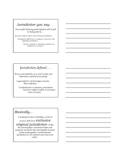 Jurisdiction you say . . Jurisdiction defined . . . original