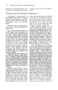 Clawson and the Mormon Experience