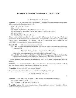 ALGEBRAIC GEOMETRY AND SYMBOLIC COMPUTATION