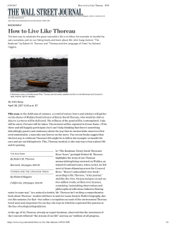 How to Live Like Thoreau - WSJ