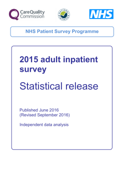 2015 adult inpatient survey: Statistical release