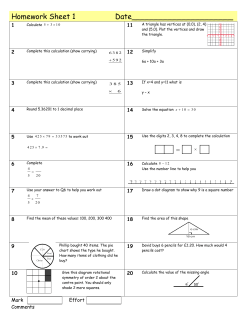 Homework Sheet 1 Date