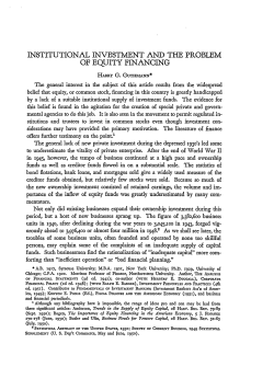 Institutional Investment and the Problem of Equity Financing