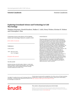 Exploring Greenland: Science and Technology in Cold War Settings