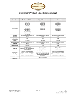 Product Specification Sheet