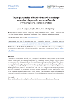Trogus parasitoids of Papilio butterflies undergo extended diapause