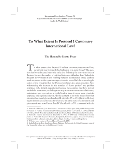 To What Extent Is Protocol I Customary International Law?