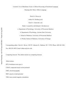 Cosmetic Use of Botulinum Toxin-A Affects Processing of Emotional