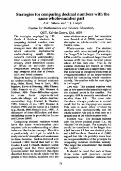 Strategies for comparing decimal numbers with the same whole
