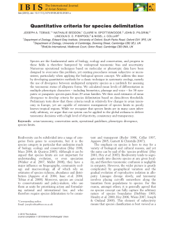Quantitative criteria for species delimitation