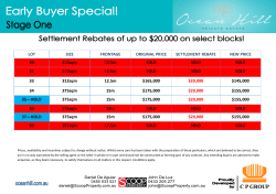 LOT SIZE FRONTAGE ORIGINAL PRICE SETTLEMENT REBATE