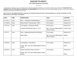 PHANTOM TOLLBOOTH ACTORS Rehearsal Schedule