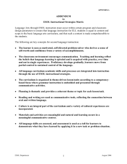 ADDENDUM to ESOL Instructional Strategies