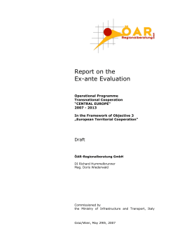 Report on the Ex-ante Evaluation