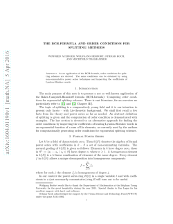 The BCH-Formula and Order Conditions for Splitting Methods