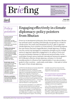 Engaging effectively in climate diplomacy: policy pointers from Bhutan