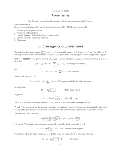 Power series 1. Convergence of power series - Math-UMN