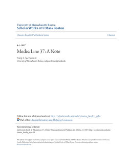 Medea Line 37: A Note - ScholarWorks at UMass Boston
