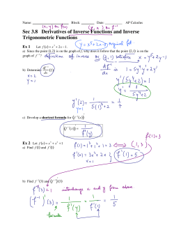 Sec 3.8 Derivatives of Inverse Trigonometric Functions