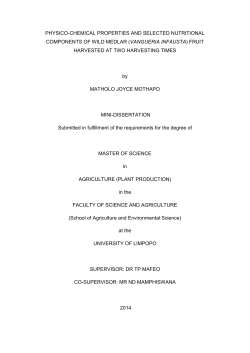 PHYSICO-CHEMICAL PROPERTIES AND SELECTED
