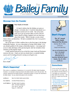 Bailey Family The Foundation Newsletter