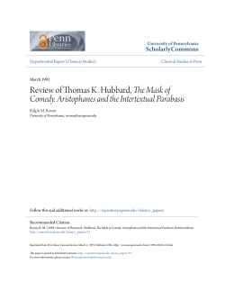 Review of Thomas K. Hubbard, The Mask of Comedy. Aristophanes