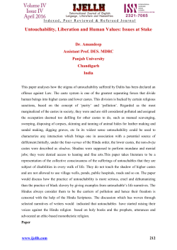Untouchability, Liberation and Human Values: Issues