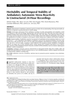 Heritability and Temporal Stability of Ambulatory - VU-AMS