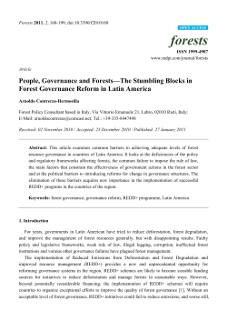 People, Governance and Forests&mdash;The Stumbling Blocks in