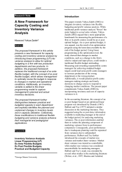 A New Framework for Capacity Costing and Inventory Variance