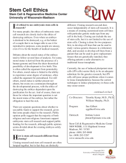 Stem Cell Ethics - Stem Cell and Regenerative Medicine Center