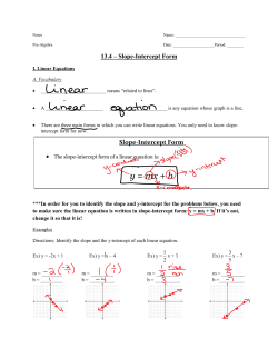 Lesson 13.4 - Slope Intercept Form