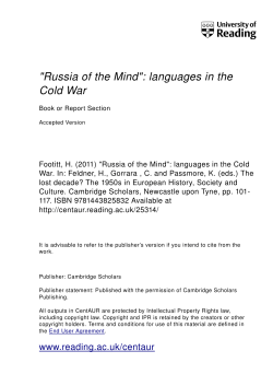 "Russia of the Mind": languages in the Cold War