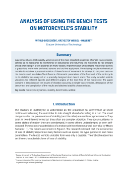 analysis of using the bench tests on motorcycle`s stability