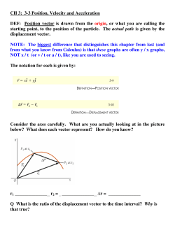 CH 3: 3-3 Position, Velocity and Acceleration DEF: Position vector is