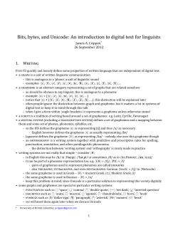 Bits, bytes, and Unicode: An introduction to digital text for linguists