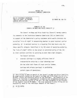 BEFORE THE INTERSTATE COMMERCE COMMISSION POLICY