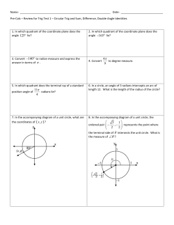 Circular Trig and Sum, Difference, Double Angle Identities