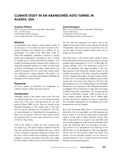 Climate Study In An Abandoned Auto Tunnel In Alaska, Usa