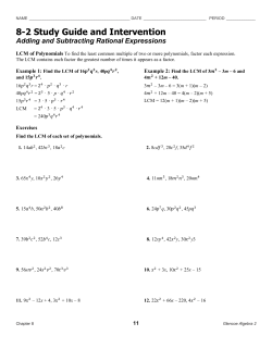 8.2 Adding and Subtracting Rational Expressions